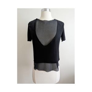 Anthropologie Koral Black Double Layer Tee